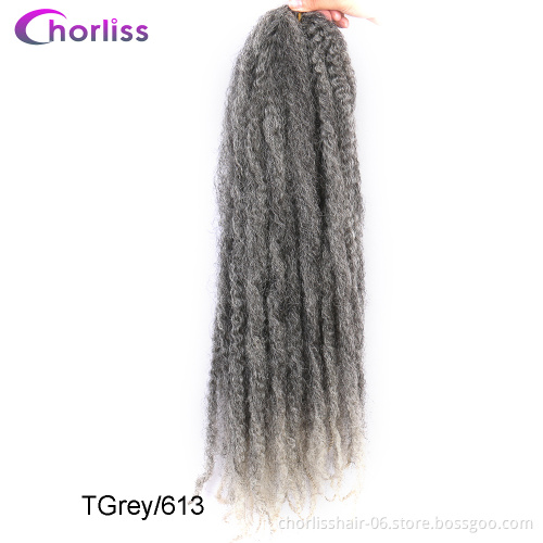 Wholesale Twist Afro Kinky Curly Marley Braids Crochet Braid Yaki Hair Bulk Synthetic Braiding Hair Extensions  For Woman